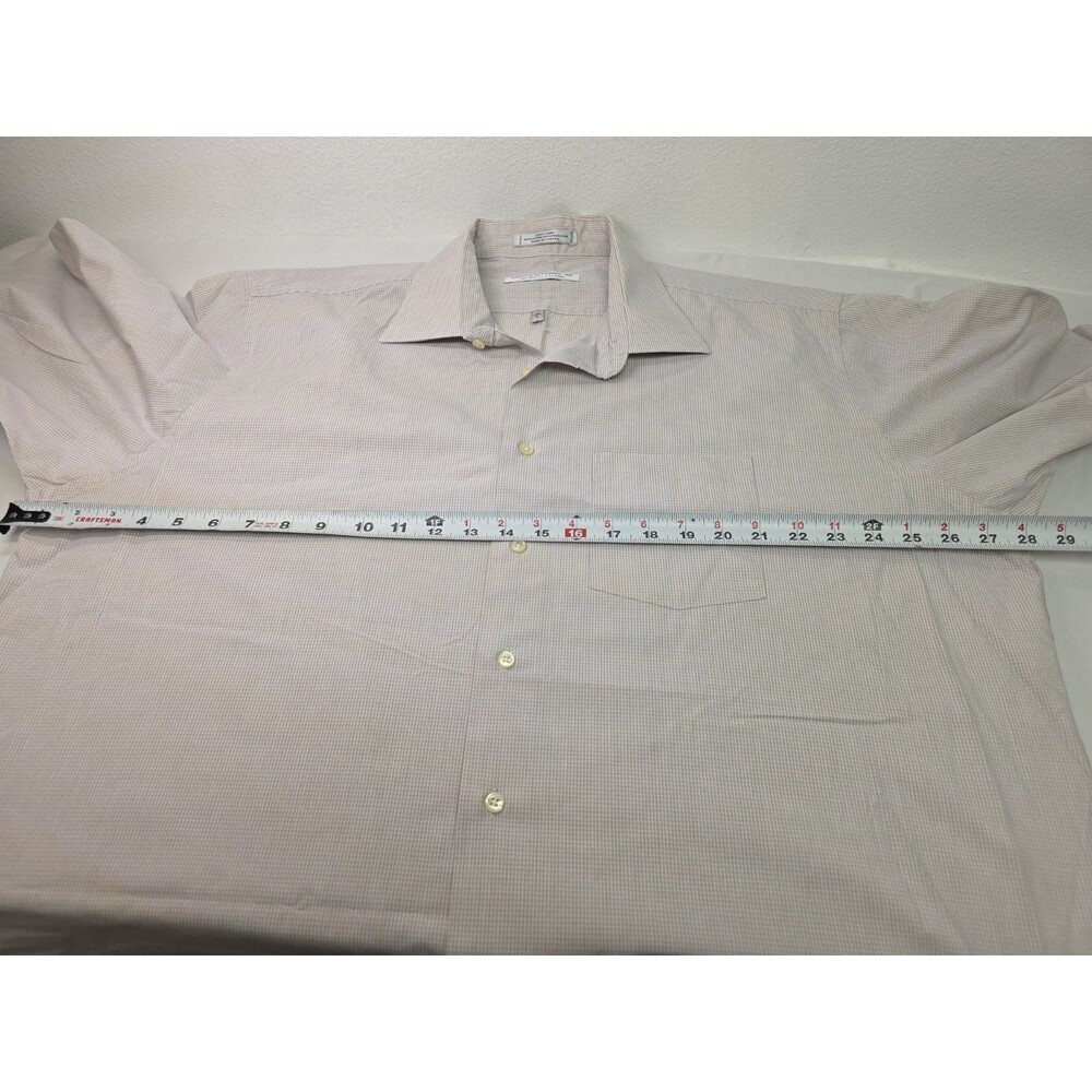 Forsyth Of Canada Cream Checkered Pattern Long Sleeve Dress Shirt Button Down - Picture 5 of 6